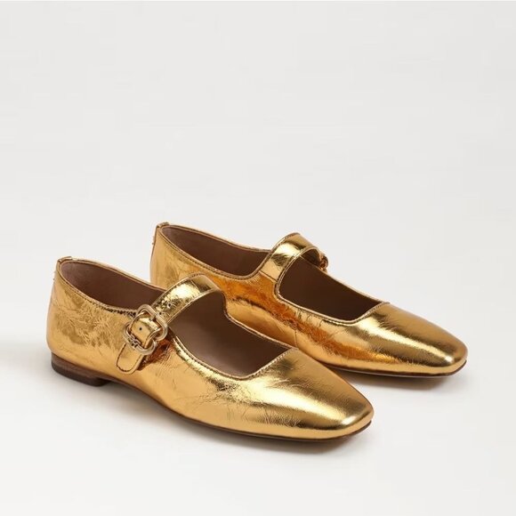 Sam Edelman Michaela in Medallion Gold Leather 7.5 with box Womens Flats Shoes - Picture 1 of 13